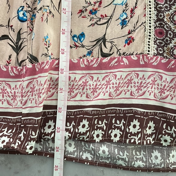 Sundance Everyday Dream Dress pink brown cream boho floral crochet loose size S - Picture 14 of 16